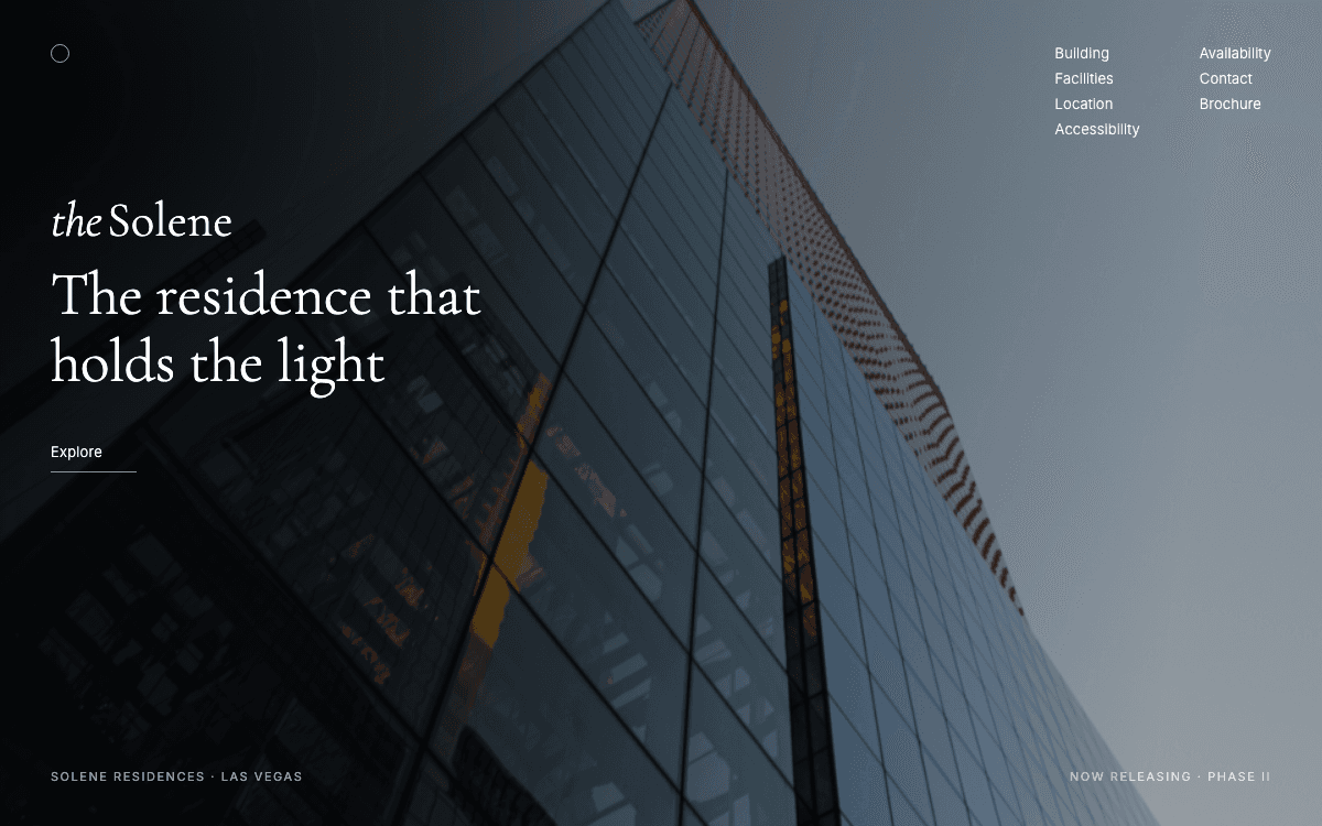 Studio concept — luxury residences website hero